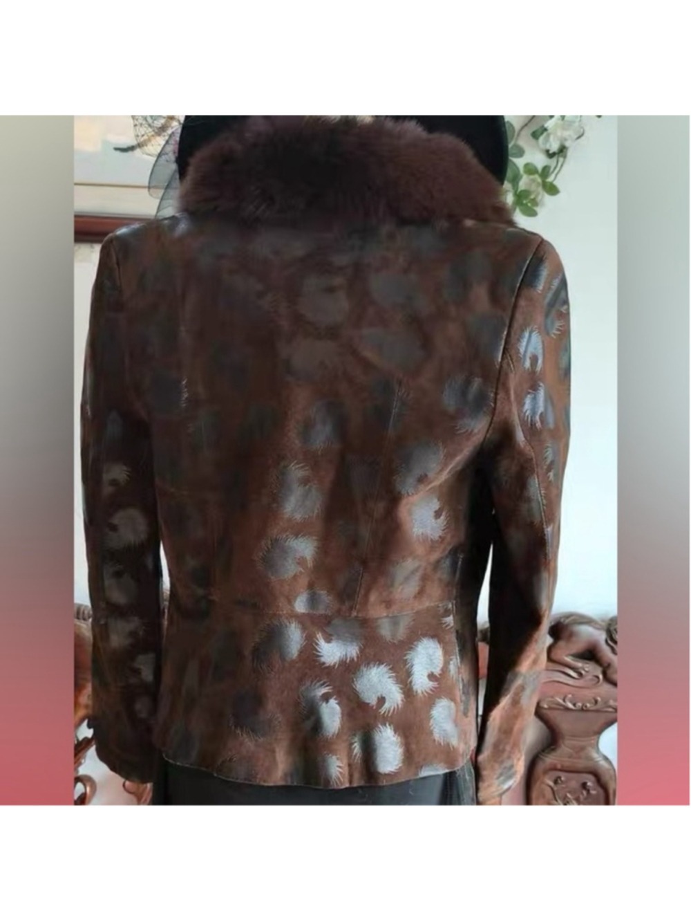 Vintage Brown Real Fur Leather Jacket/Blazer Penny Lane Coat S - Picture 4 of 8